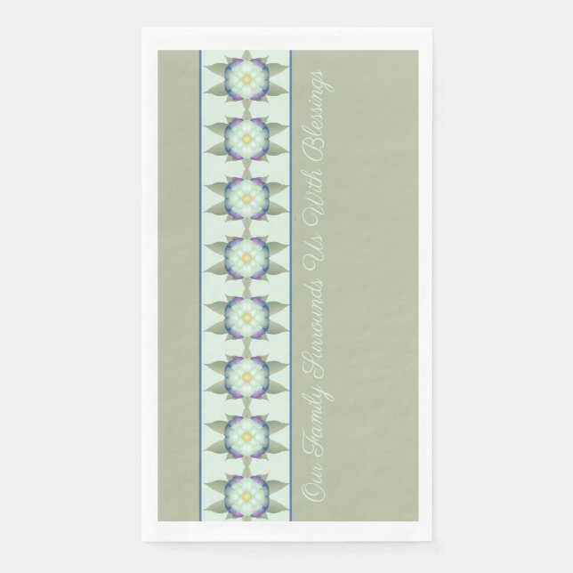 Serviette En Papier Vert Turquoise bleu floral (Devant)