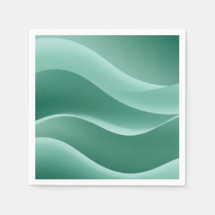 Serviette En Papier Vert Turquoise dégradant Vagues Abstraites Moderne