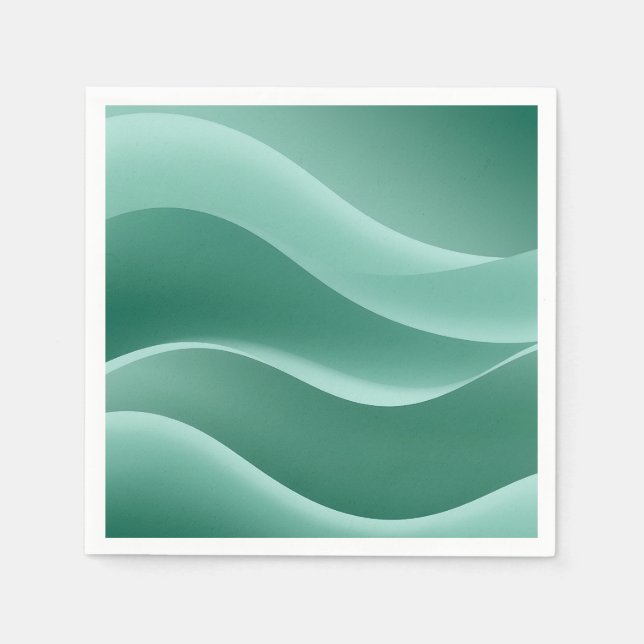 Serviette En Papier Vert Turquoise dégradant Vagues Abstraites Moderne (Devant)