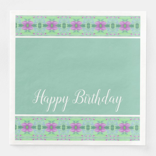 Serviette En Papier Vert turquoise Et Violet (Devant)
