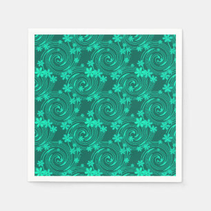 Serviette En Papier vert turquoise motif floral clair