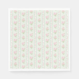 Serviette En Papier Vert Vintage Élégant Décor Floral de Fête Dessert
