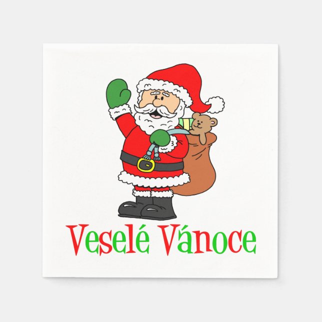 Serviette En Papier Vesele Vanoce Tchèque Noël Père Noël (Devant)