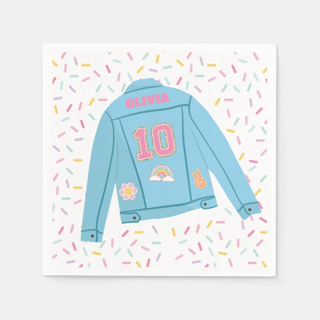 Serviette En Papier Veste en jean Patch Preppy 10e anniversaire (Devant)