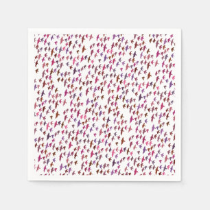 Serviette En Papier Vestige d'oiseaux en rose et pourpre