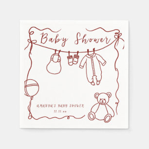 Serviette En Papier Vêtements de bébé dessinés à la main shower bébé 