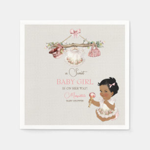 Serviette En Papier Vêtements de bébé Fille Baby Shower Ivoire Rose