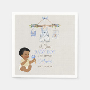 Serviette En Papier Vêtements de bébé garçon Baby Shower Ivoire Bleu