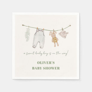 Serviette En Papier Vêtements de bébé garçon boho vert sauge mignons p