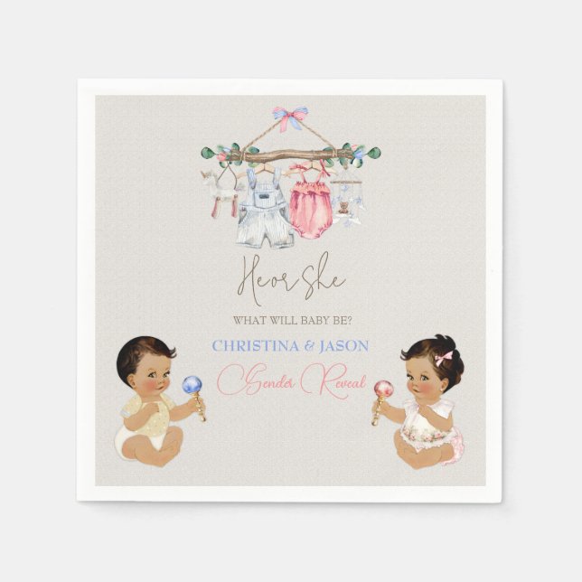 Serviette En Papier Vêtements de bébé Genre Révéler ivoire rose bleu (Devant)