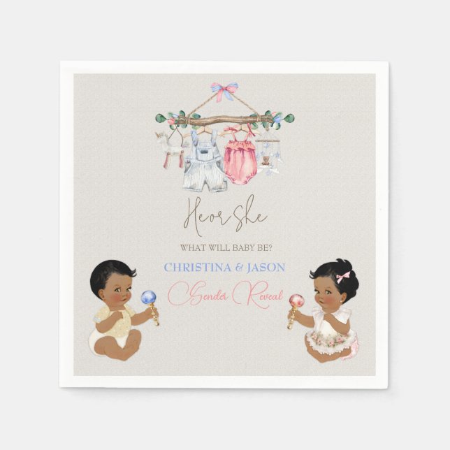 Serviette En Papier Vêtements de bébé Genre Révéler ivoire rose bleu (Devant)