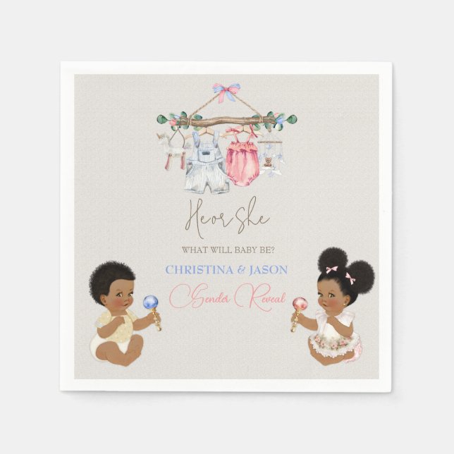 Serviette En Papier Vêtements de bébé Genre Révéler ivoire rose bleu (Devant)