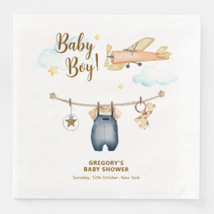 Serviette En Papier Vêtements de garçon aventure corde à linge Avion C