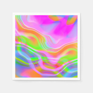 Serviette En Papier Vibe de fête colorée néon rétro