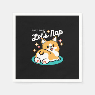 Serviette En Papier Vibes Corgi Butt et Nap - Joli chien couché