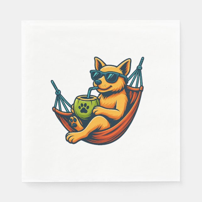 Serviette En Papier Vibes de chiot tropical (Devant)