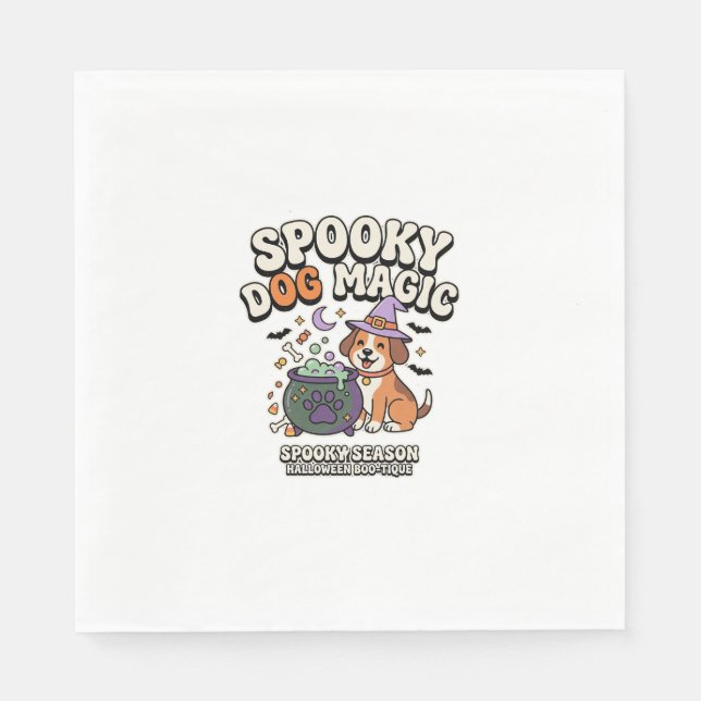 Serviette En Papier Vibes de magie de chien d'Halloween (Devant)