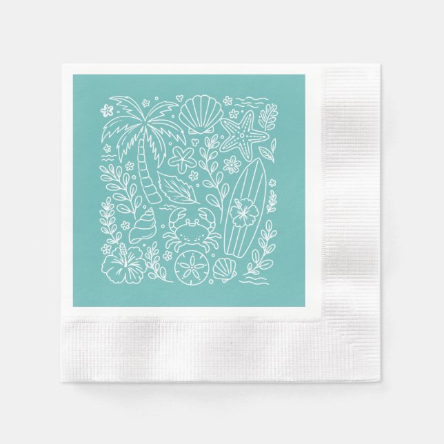 Serviette En Papier Vibes de Plage Tropicale (Devant)