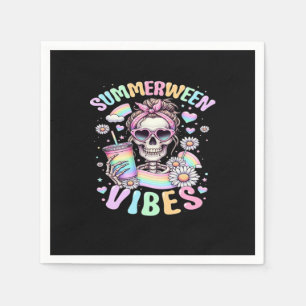 Serviette En Papier Vibes de Summerween Douce Fille Squelette Été Halo