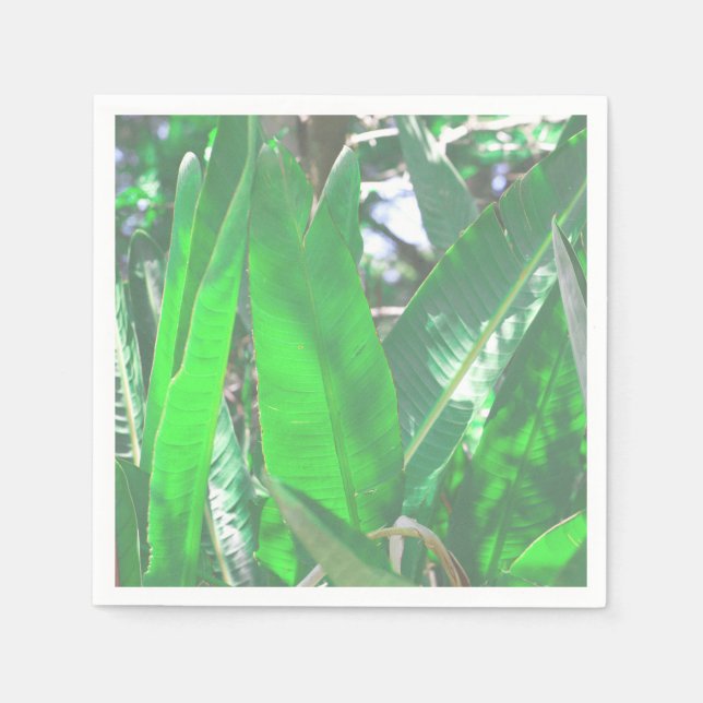 Serviette En Papier Vibes d'été Banana Tree Feuilles vert pâle (Devant)
