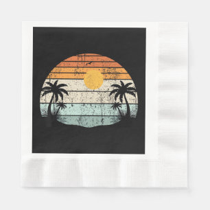 Serviette En Papier Vibes d'été ensoleillé Palmiers Plage Rétro Tropi