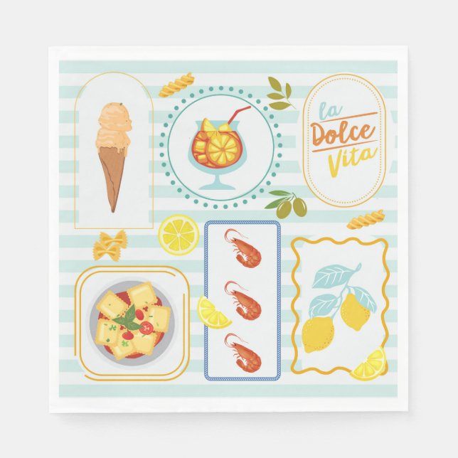 Serviette En Papier Vibes d'été méditerranéen (Devant)