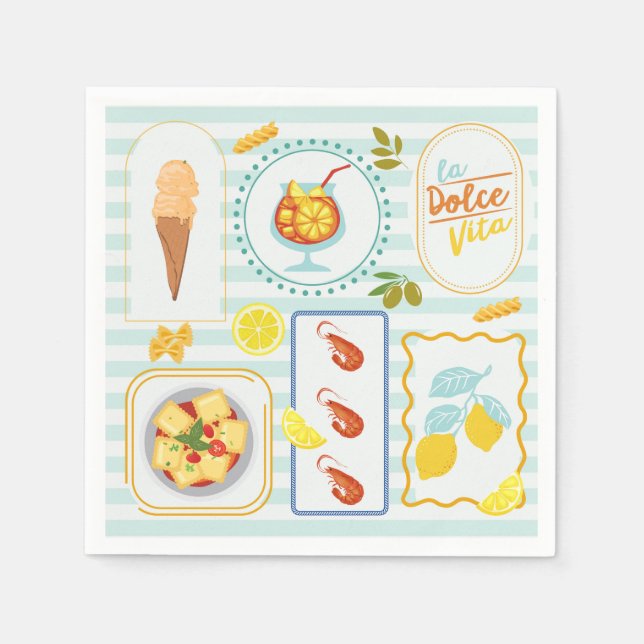 Serviette En Papier Vibes d'été méditerranéen (Devant)