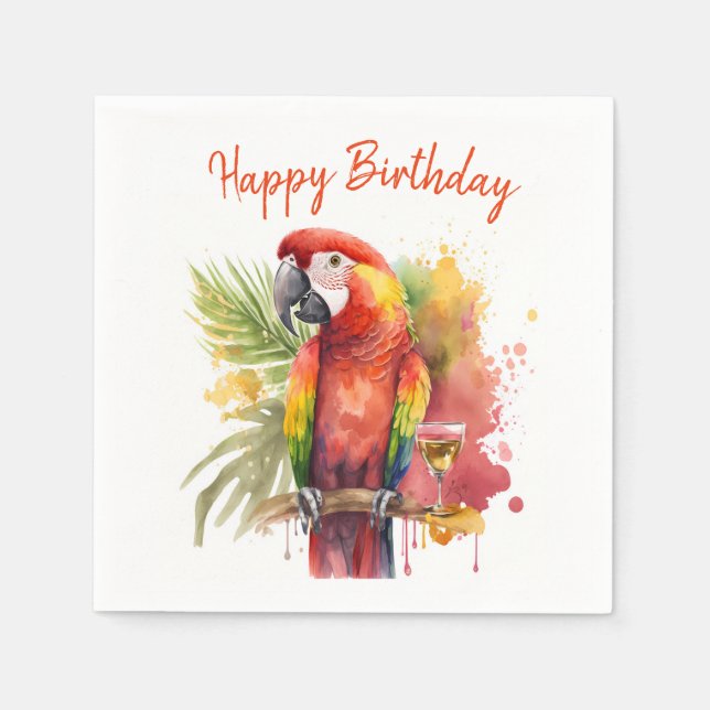 Serviette En Papier Vibes d'été Parrot - Anniversaire (Devant)