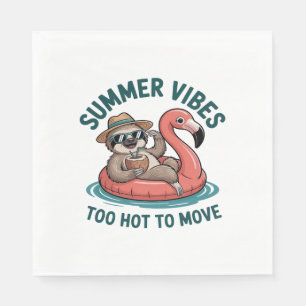 Serviette En Papier Vibes d'été Sloth Funny Lazy Float
