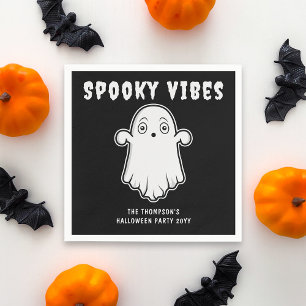 Serviette En Papier Vibes éffrayantes Ghost Halloween Noir Et Blanc