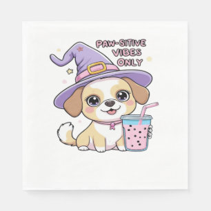 Serviette En Papier Vibes Positives Patte Seulement Chien Mignon Avec