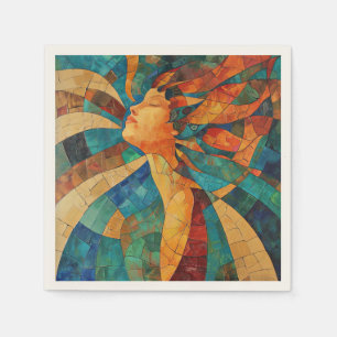 Serviette En Papier Vibrant Colorful Abstrait Mosaic femme