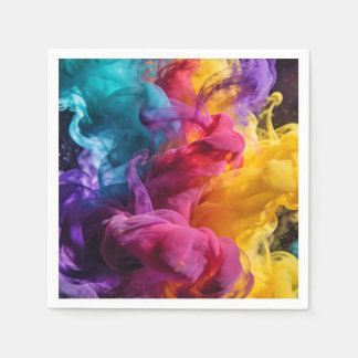 Serviette En Papier Vibrant colorful smoke swirling in dynamic abstrac