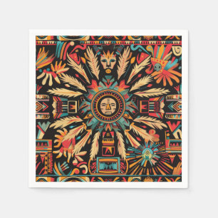 Serviette En Papier Vibrant Cyan "Aztec Dream" Cocktail Papier de Cock