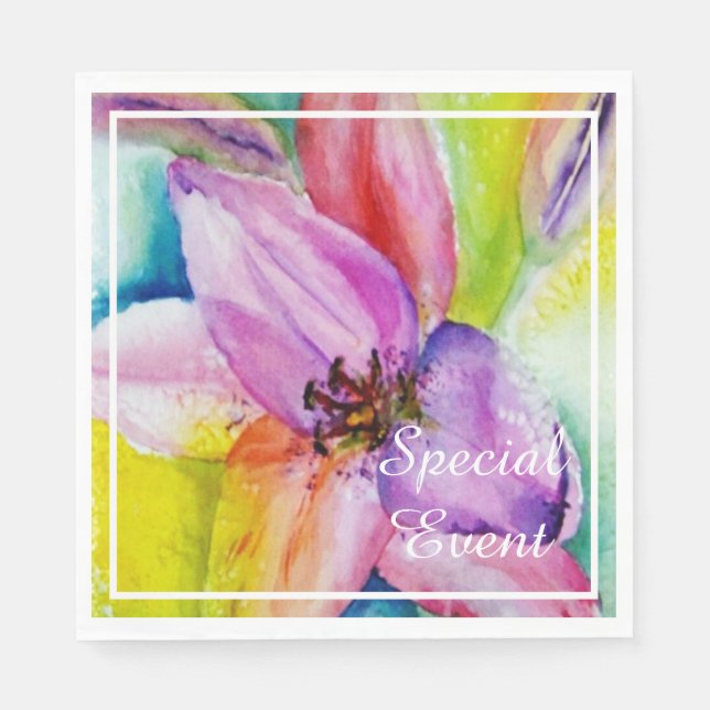 Serviette En Papier Vibrant et Neon Lily Party (Devant)