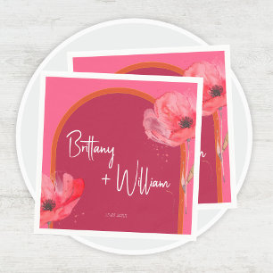 Serviette En Papier Vibrant floral rose et orange