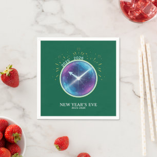 Serviette En Papier Vibrant Horloge Céleste Soirée du Nouvel An 2026