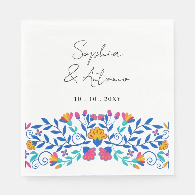 Serviette En Papier Vibrant mexicain Floral Fiesta Mariage (Devant)
