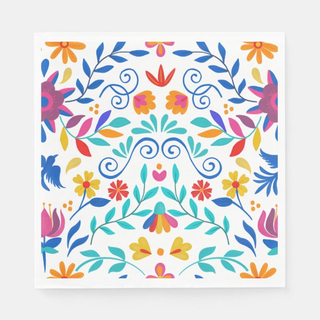 Serviette En Papier Vibrant mexicain Floral Fiesta Mariage (Devant)