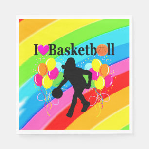 SERVIETTE EN PAPIER VIBRANT RAINBOW I LOW BASKETBALL PAPER NAPKINS