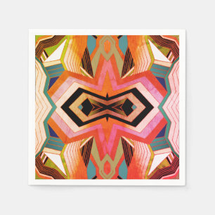 Serviette En Papier Vibrations géométriques vintage colorées