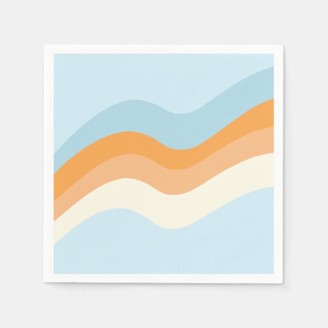 Serviette En Papier Vibrations Rétro Groovy Bleu Orange (Devant)