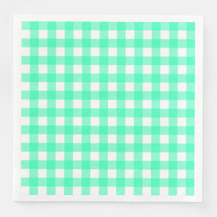Serviette En Papier Vichy Bleu Turquoise