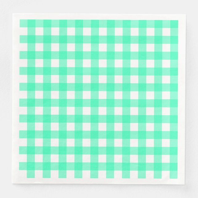 Serviette En Papier Vichy Bleu Turquoise (Devant)