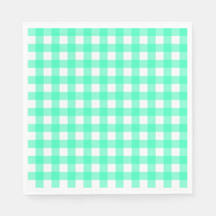 Serviette En Papier Vichy Bleu Turquoise