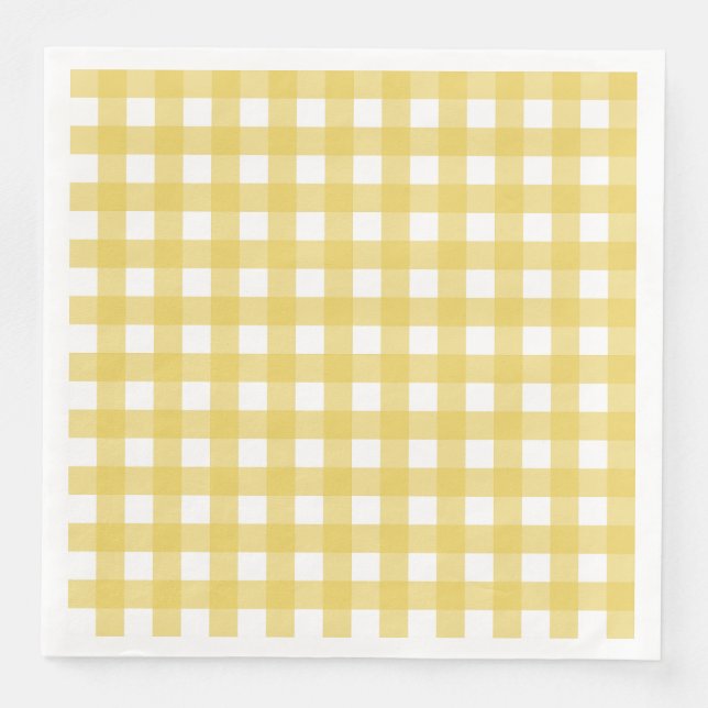 Serviette En Papier Vichy Jaune clair (Devant)