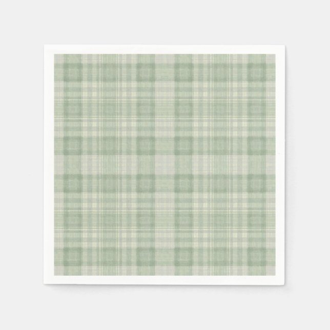 Serviette En Papier Vichy vert sauge clair (Devant)