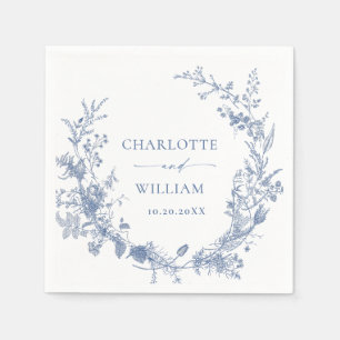 Serviette En Papier Victorian Dusty Blue French Garden Floral Mariage
