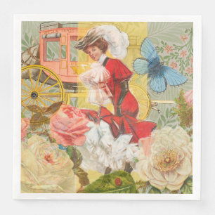 Serviette En Papier Victorian Lady Woman Fun Carriage