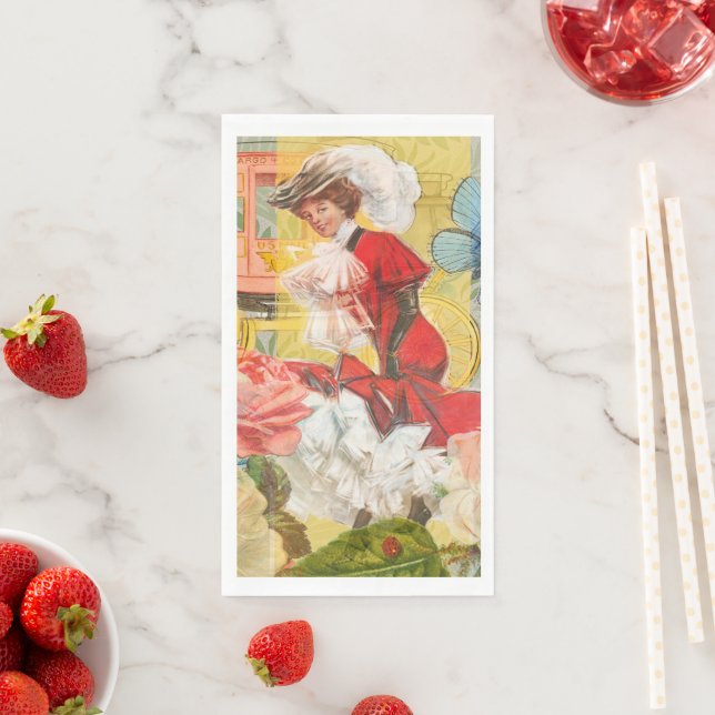 Serviette En Papier Victorian Lady Woman Fun Carriage (En situation)